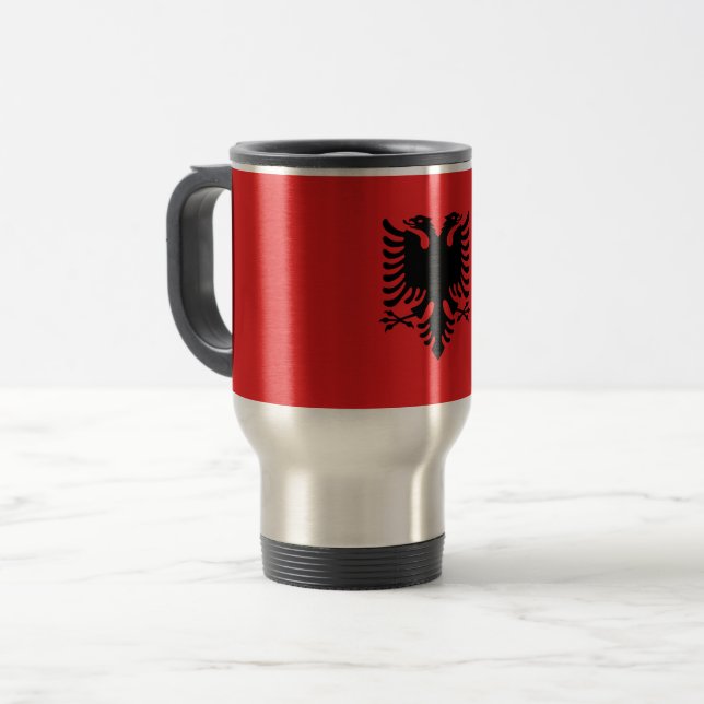 Travel Mug with Flag of Albania (Front Left)