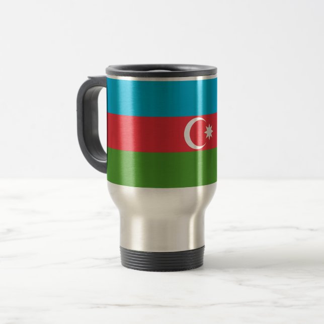 Travel Mug with Flag of Azerbaijan (Front Left)