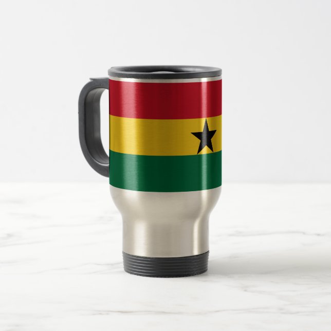 Travel Mug with Flag of Ghana (Front Left)