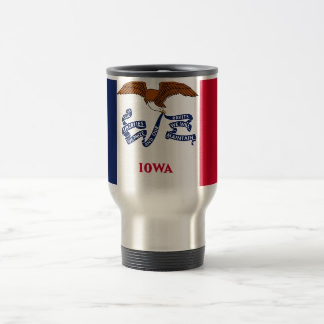 Travel Mug with Flag of Iowa State - USA (Center)