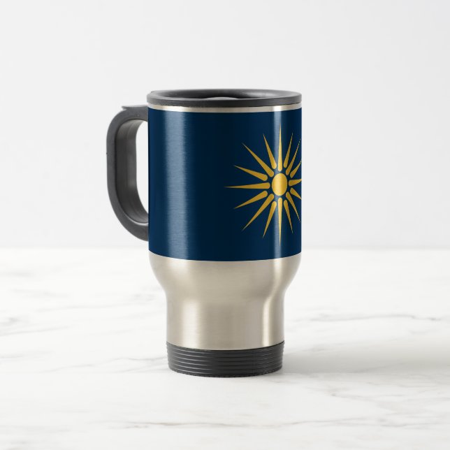 Travel Mug with Flag of Macedonia, Greece (Front Left)