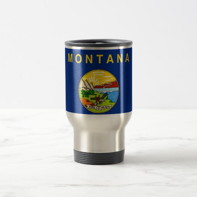 Travel Mug with Flag of Montana State - USA (Center)
