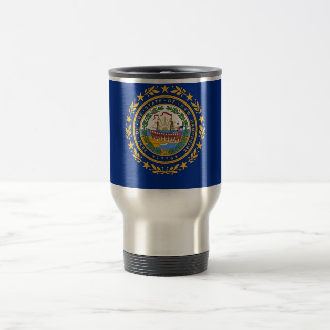 Travel Mug with Flag of  New Hampshire State - USA (Center)