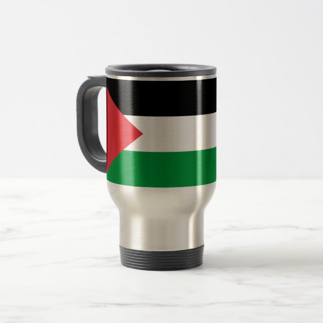 Travel Mug with Flag of Palestine (Front Left)