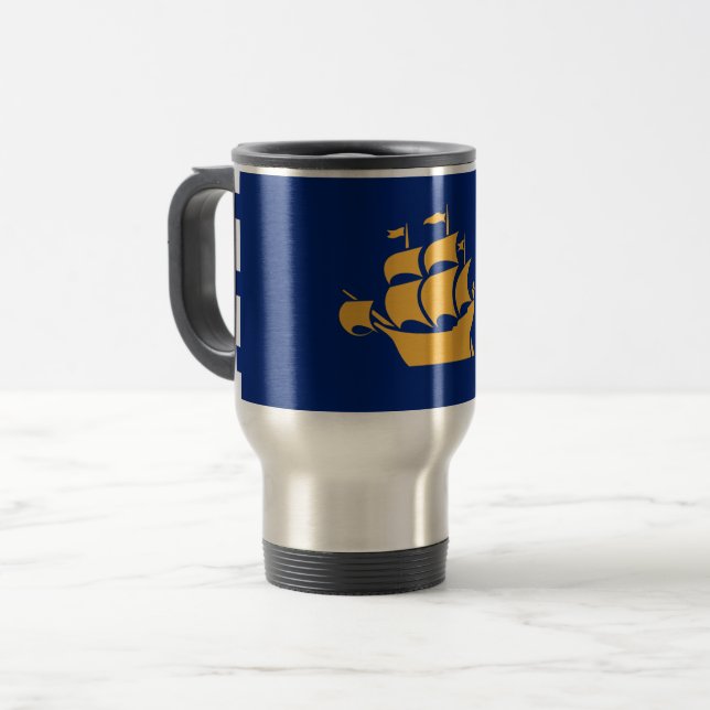 Travel Mug with Flag of Quebec City, Canada (Front Left)