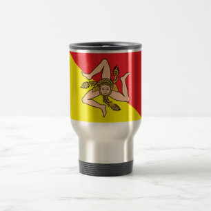Travel Mug with Flag of Sicily, Italy