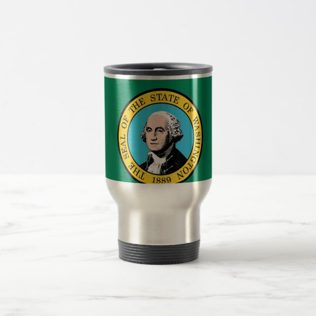 Travel Mug with Flag of  Washington State - USA (Center)