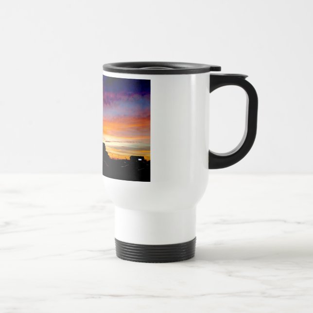 Travel mug with handle and Sunset photograph  (Right)
