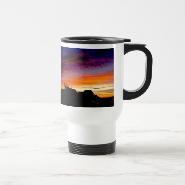 Travel mug with handle and Sunset photograph  (Right)
