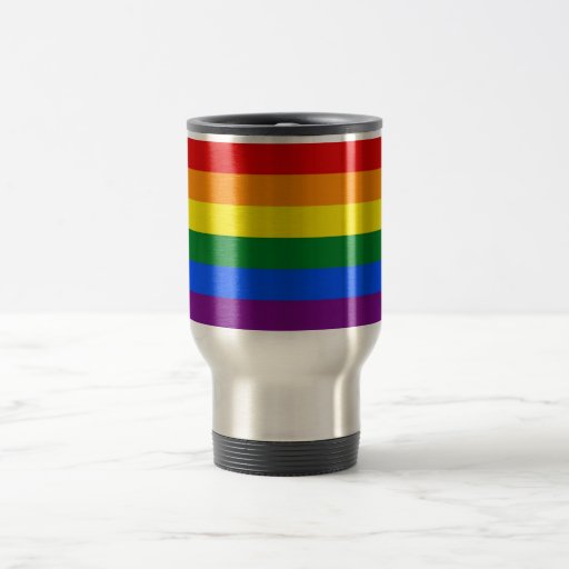 Image of Travel Mug with Rainbow LGBT Flag