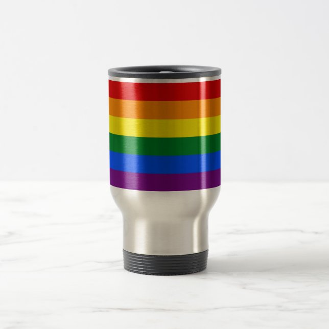 Travel Mug with Rainbow LGBT Flag (Center)