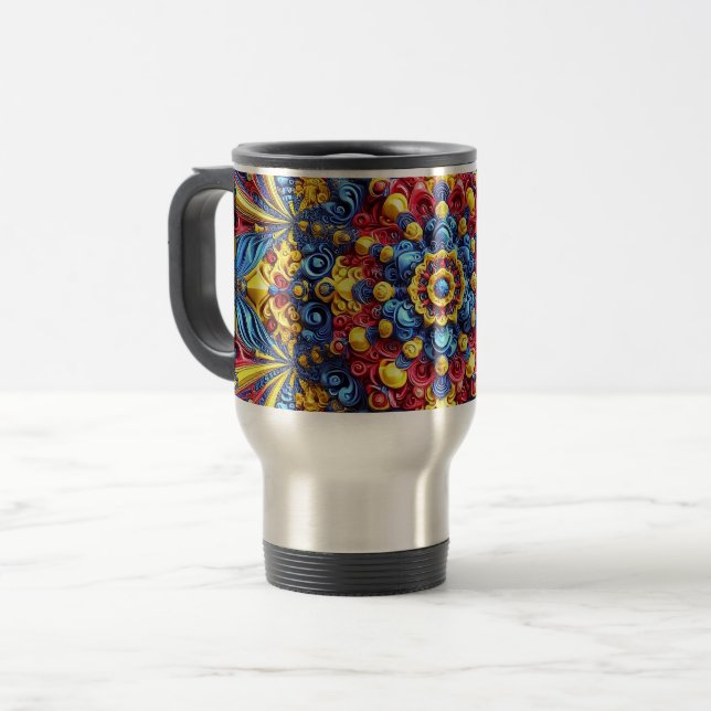 Travel Mug with Romanian Colours Design (Front Left)