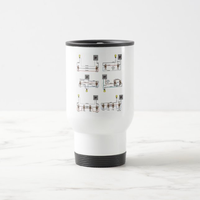 Travel Mug with Switch Diagrams for Electricians (Center)
