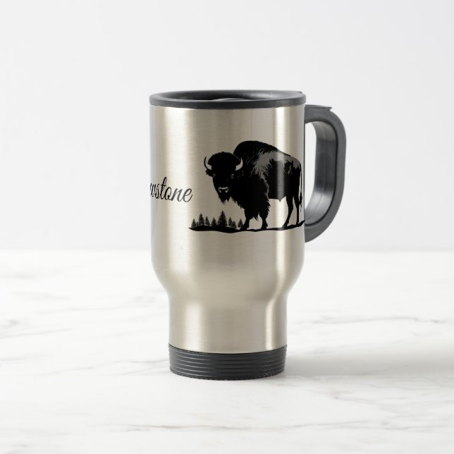 Travel Mug-Yellowstone Buffalo Mug (Front Right)
