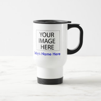 Travel Mug: Your Baby's Photo + Name (blue) Mug
