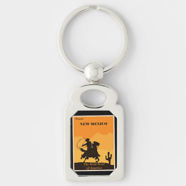 Travel New Mexico, vintage illustration  Key Ring (Front)