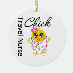 Travel Nurse Chick v2 Ceramic Tree Decoration