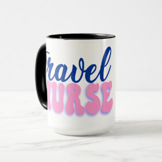 Travel nurse coffee mug white and black 15 oz.