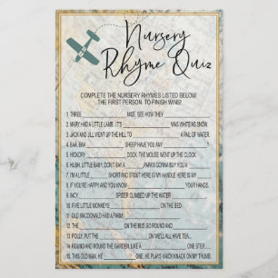 Travel Nursery Rhyme Quiz Baby Shower Game