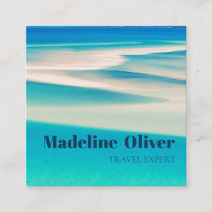 Travel Ocean Beach Sea Aqua Blue QR Business Square Business Card