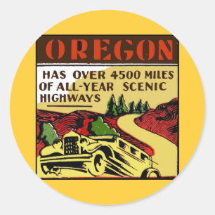 Travel Oregon Scenic Highways Classic Round Sticker