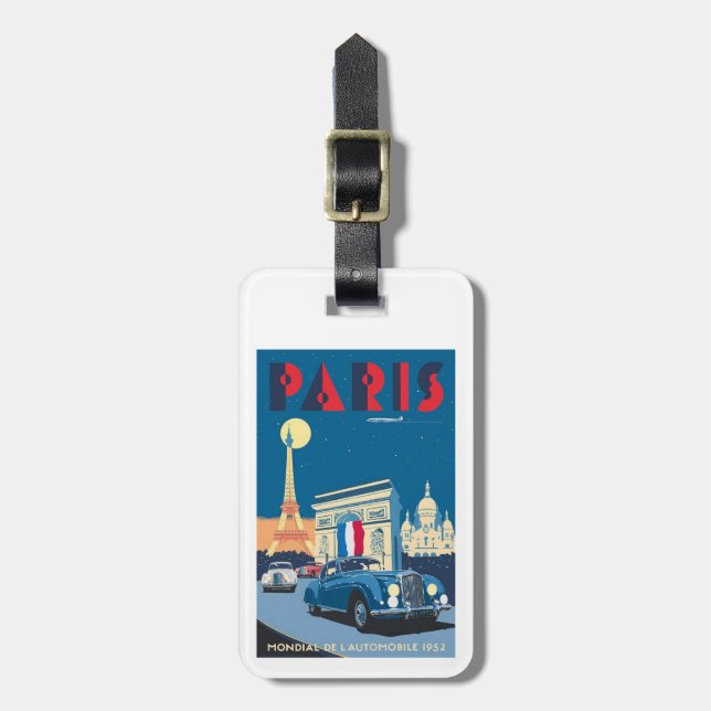 Travel Paris, France, Vintage, Luggage Tag (Front Vertical)