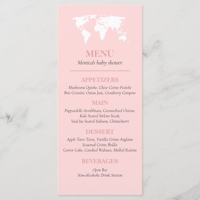 Travel Passport Journey Map Adventure Baby Shower Menu (Front)