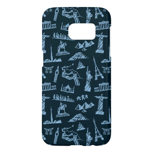 Travel Pattern In Blues Pattern Case-Mate Samsung Galaxy Case (Back)