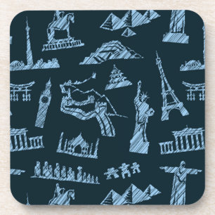 Travel Pattern In Blues Pattern Coaster