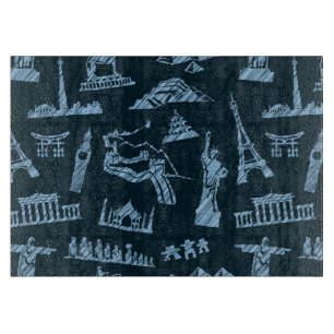 Travel Pattern In Blues Pattern Cutting Board
