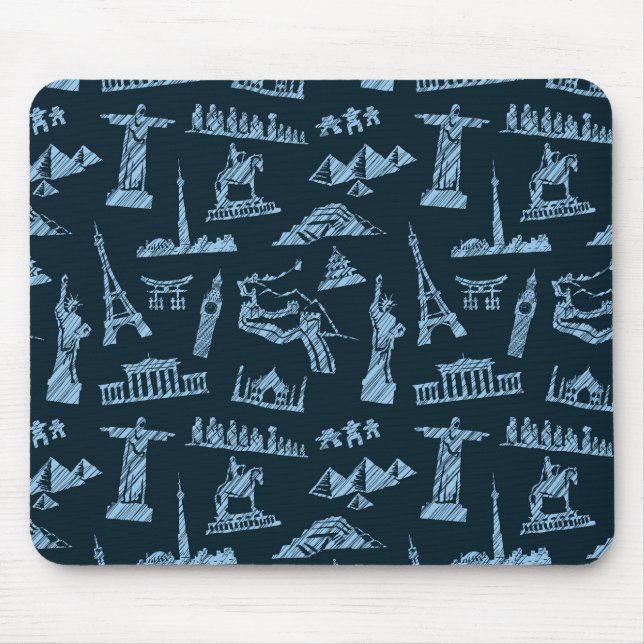 Travel Pattern In Blues Pattern Mouse Mat (Front)