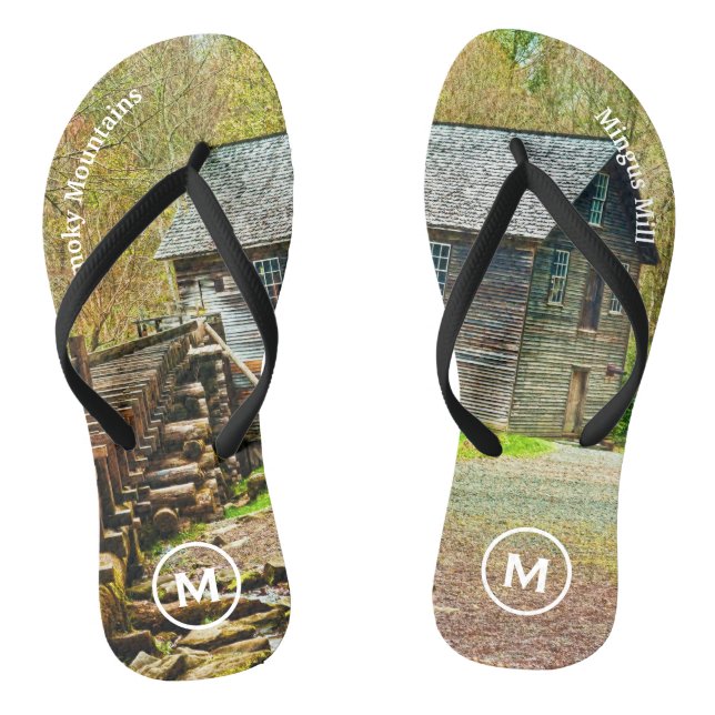 Travel Photography  Smoky Mountain Mingus Mill Flip Flops (Footbed)