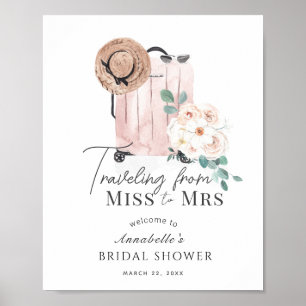 Travel Pink Suitcase Bridal Shower Welcome Poster