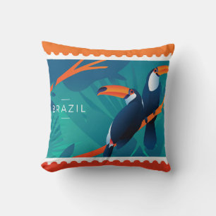 Travel postage stamps cushion