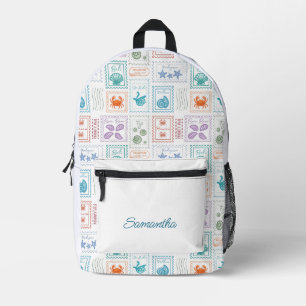 Travel Postage Stamps Printed Backpack