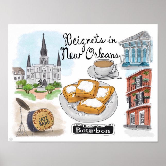 Travel Poster: Beignets in New Orleans Poster (Front)