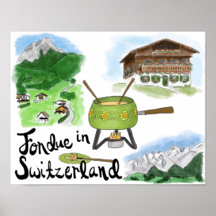 Travel Poster: Fondue in Switzerland Poster