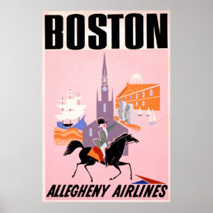 Travel Poster For Allegheny Airlines To Boston
