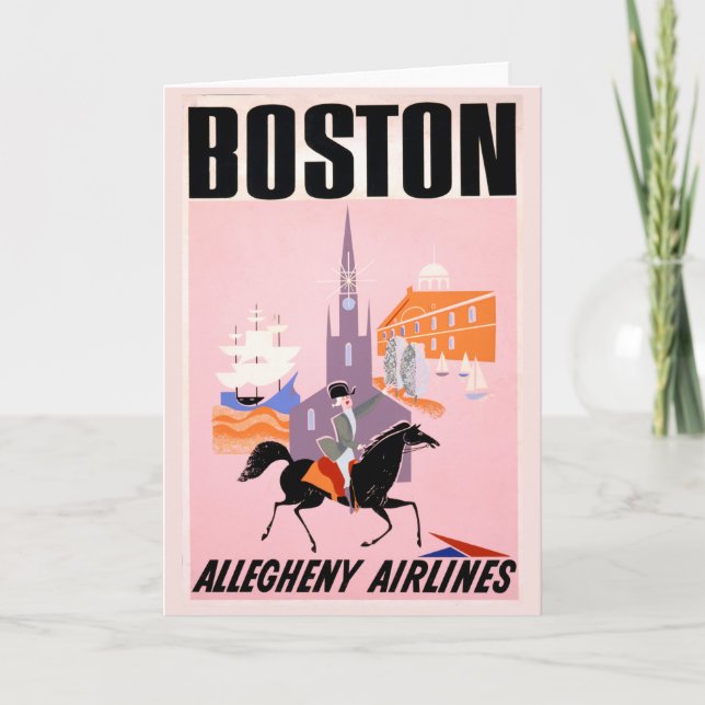 Travel Poster For Allegheny Airlines To Boston Card (Front)