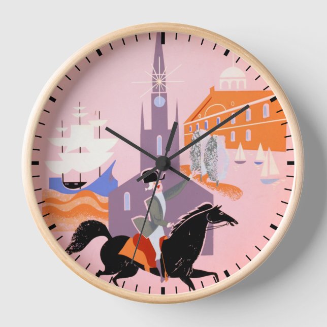 Travel Poster For Allegheny Airlines To Boston Clock (Front)