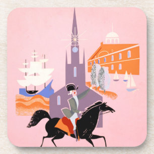 Travel Poster For Allegheny Airlines To Boston Coaster