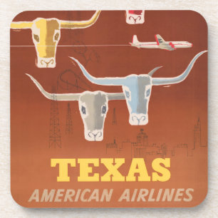 Travel Poster For American Airlines To Texas Coaster