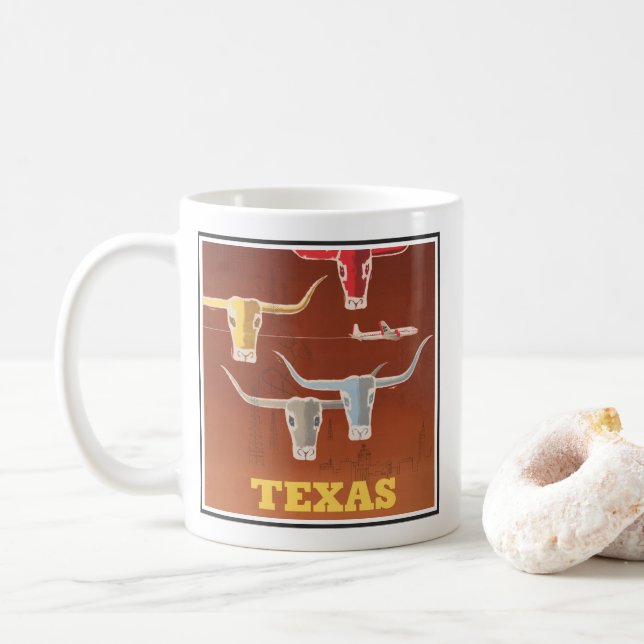 Travel Poster For American Airlines To Texas Coffee Mug (With Donut)