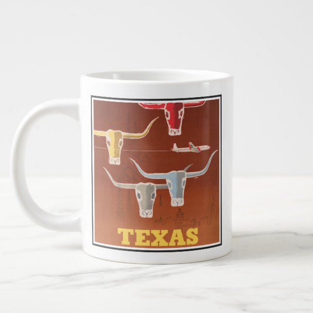 Travel Poster For American Airlines To Texas Large Coffee Mug (Left)