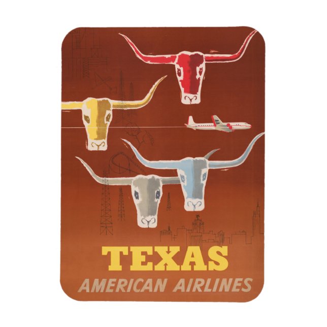 Travel Poster For American Airlines To Texas Magnet (Vertical)