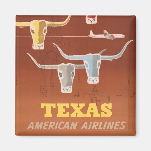 Travel Poster For American Airlines To Texas Magnet (Front)
