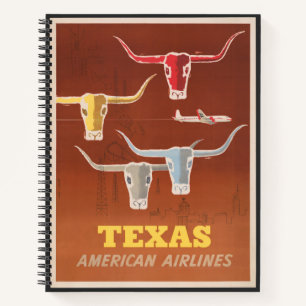 Travel Poster For American Airlines To Texas Notebook