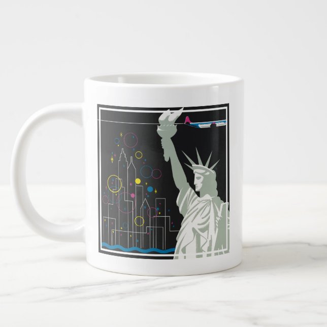 Travel Poster For Flying Northwest Airlines Large Coffee Mug (Left)