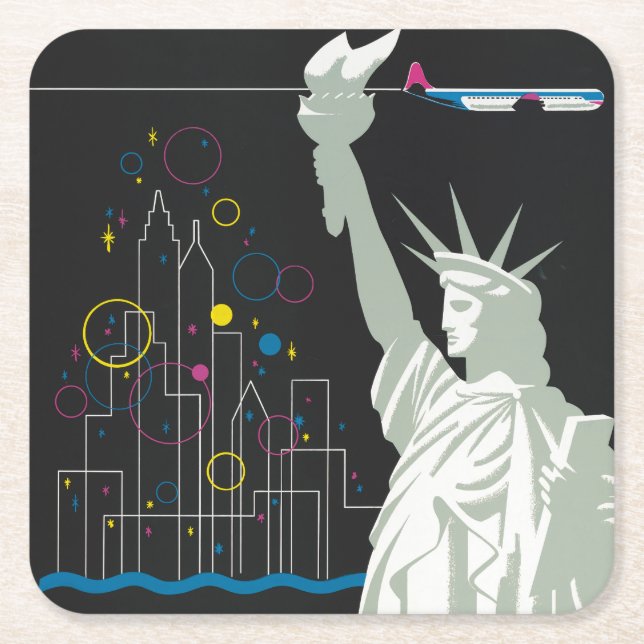 Travel Poster For Flying Northwest Airlines Square Paper Coaster (Front)