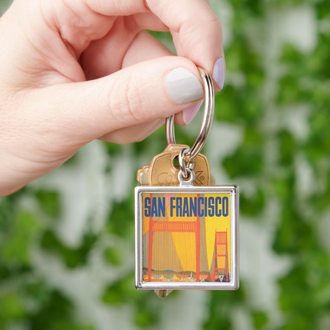 Travel Poster For Flying Twa To San Francisco Key Ring (Hand)